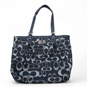 Authentic Coach Signature Black Jacquard Canvas Shoulder Tote Bag NoH1261-F19675